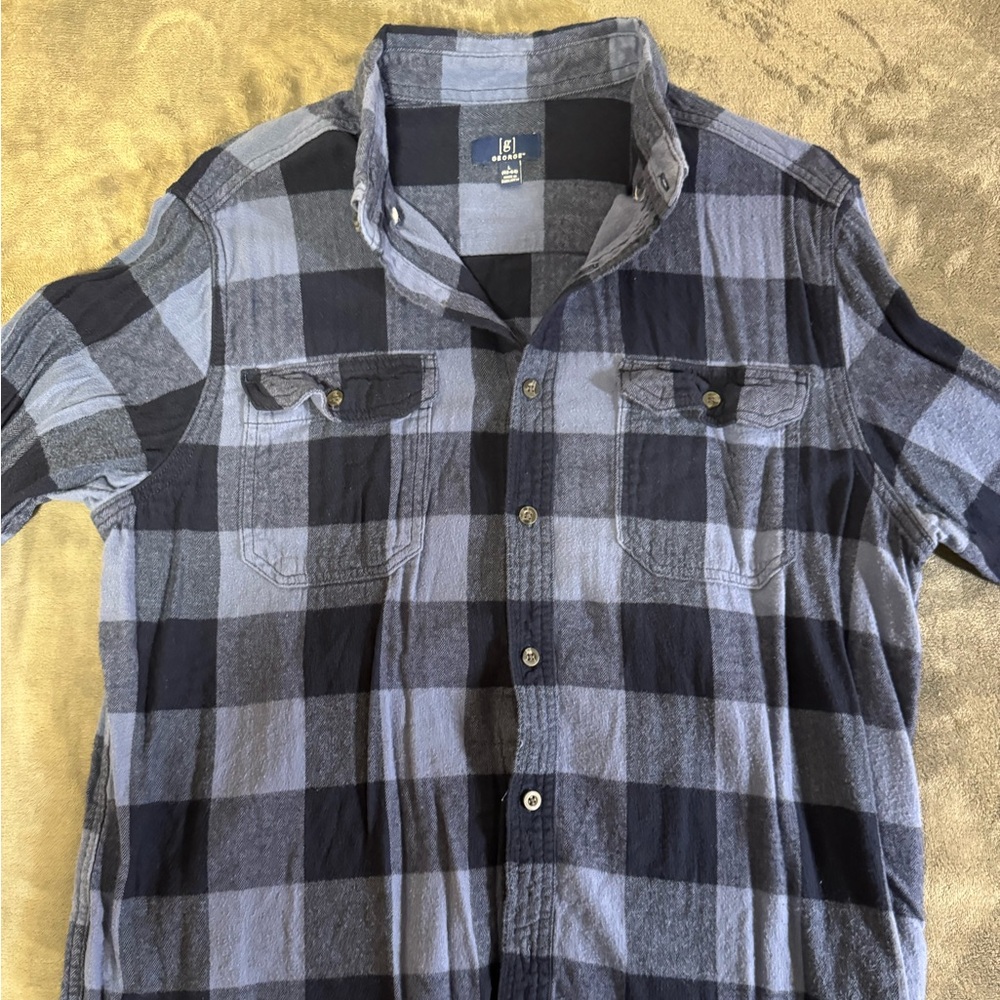 George Men's Black and Gray Checkered Shirt